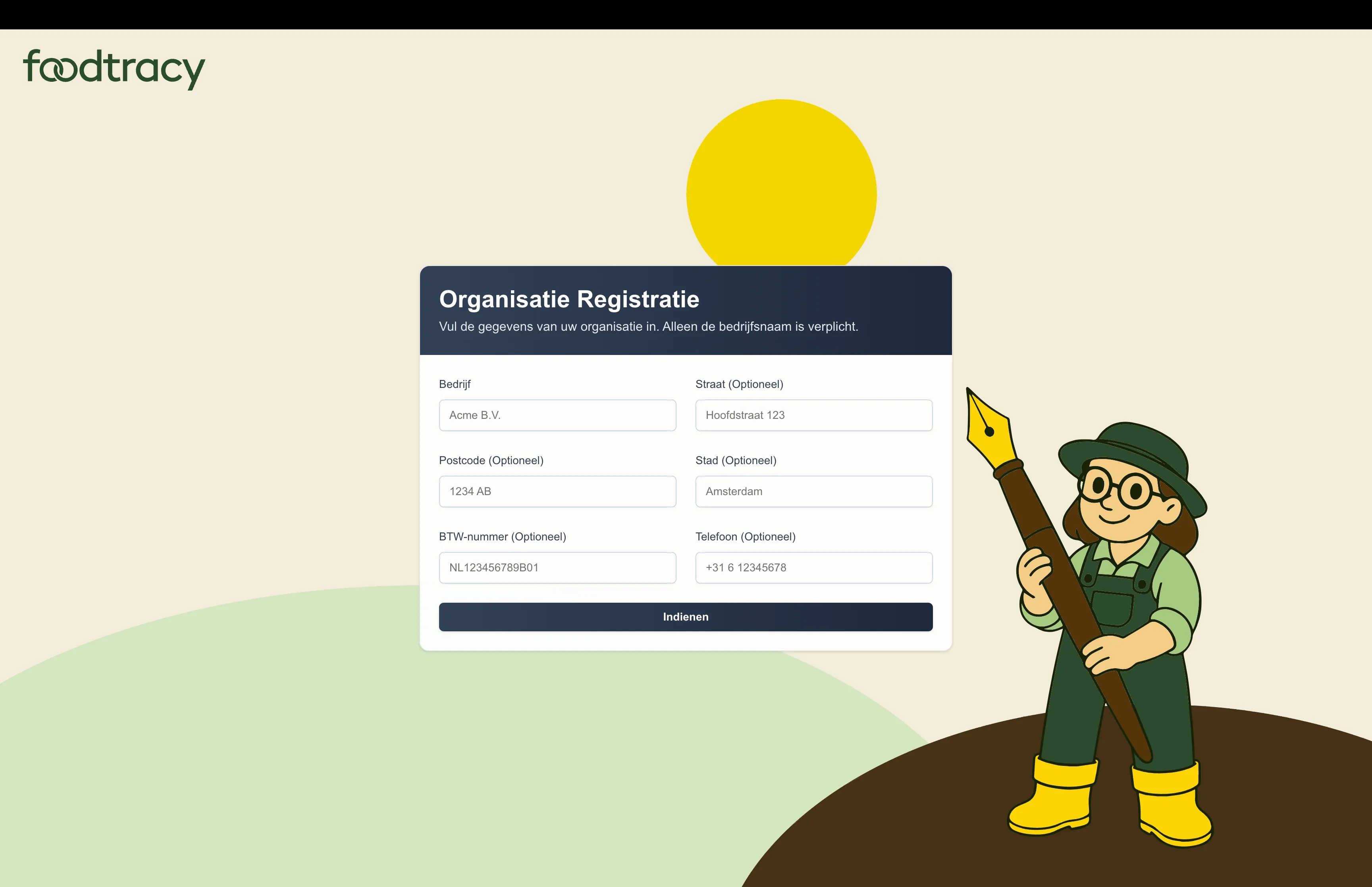 Onboarding pagina